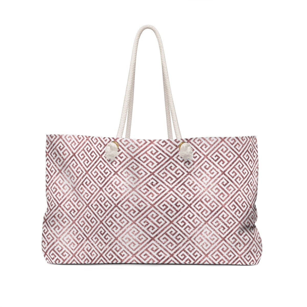 Rose Gold Greek Key Weekender Bag