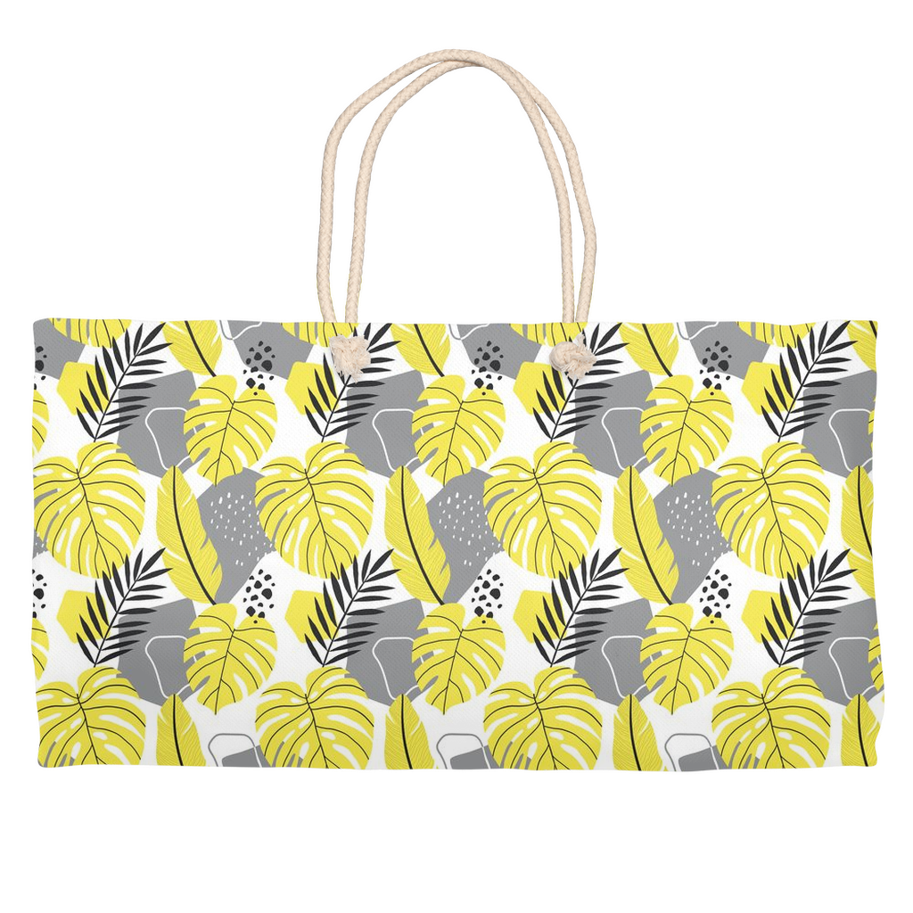 Yellow Leaves with Gray Abstract Weekender Bag