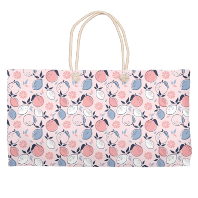 Pink Lemons with Abstract Background Weekender Bag