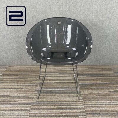 PEDRALI Gliss 340 Ontvangststoel - Transparant Fumee Policarbonaat / Chrome slede