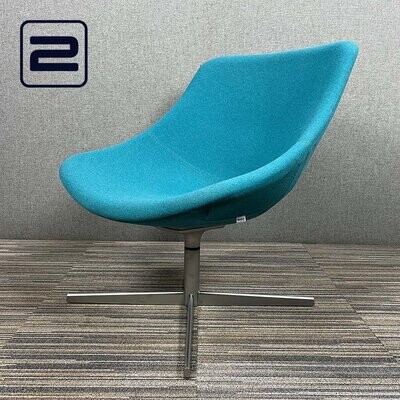 LAPALMA AUKI S113 Lounge Chair alu Draaivoet - Turquoise Stof / Mat Alu Voetkruis