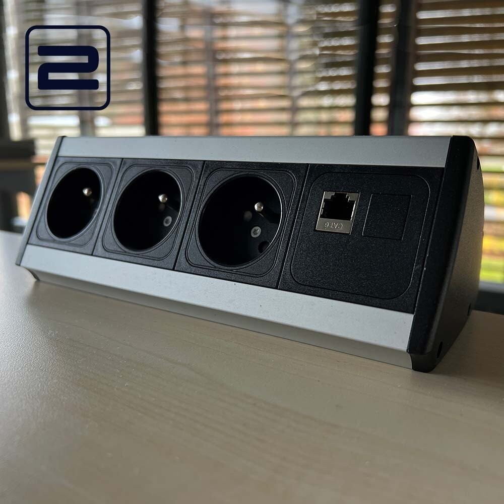 A & H MEYER Netbox Focus Stekkerdoos Opbouw Module - zwart alu