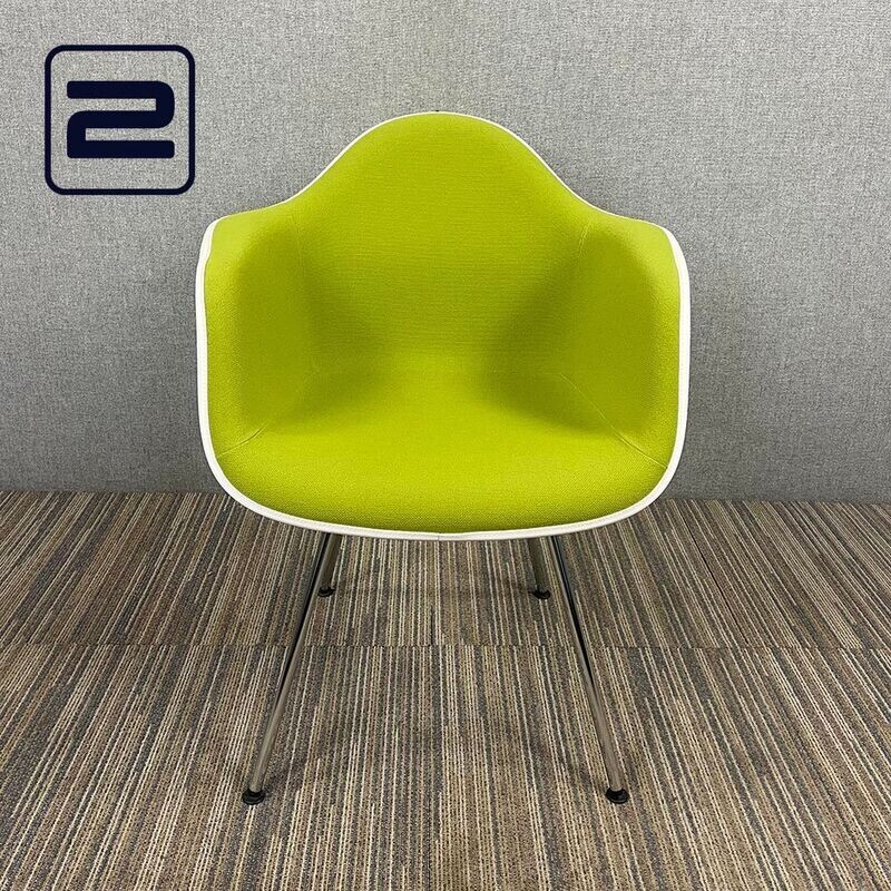 VITRA Eames Plastic Armchair DAX Stoel - Pastel Groen Stof / Chrome Vierpoot