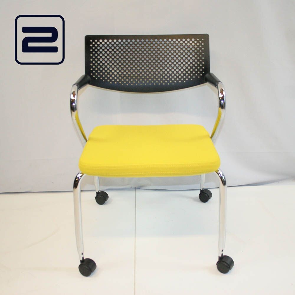 VITRA Visaroll Bezoekersstoel design - Zwart / Geel Kunststof / Textiel / Chrome