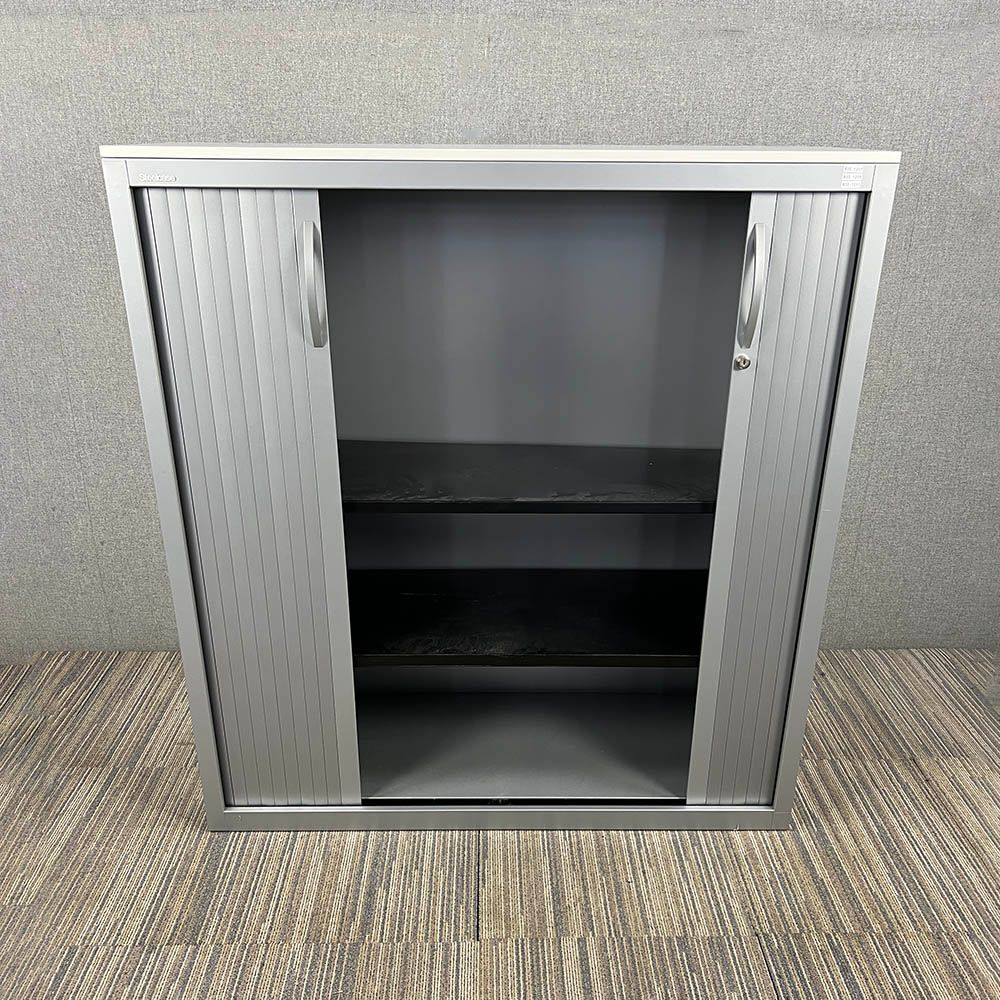 STEELCASE Halfh Vert Roldeurkast 2 leggers H130xB120xD43 - Zilvergrijs Metaal