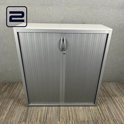 STEELCASE Halfh Vert Roldeurkast 2 leggers H130xB120xD43 - Zilvergrijs Metaal
