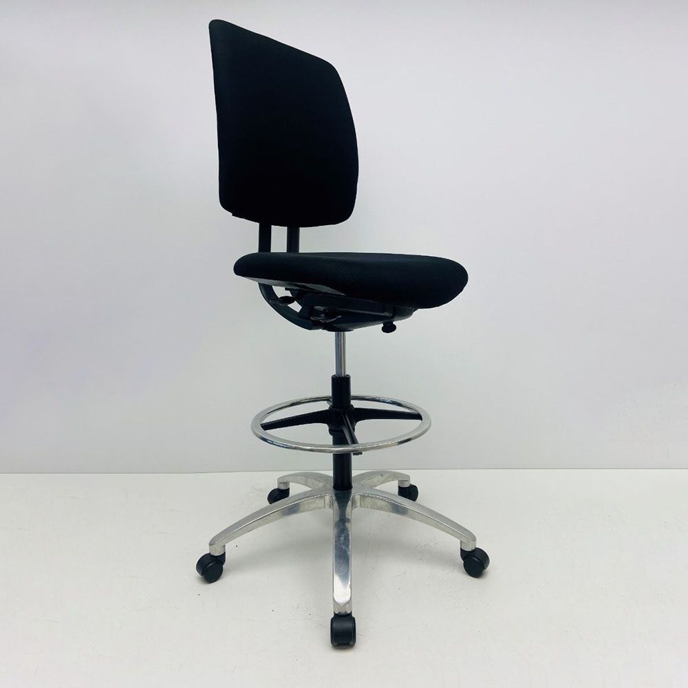 DRABERT ENTRADA Kassastoel refurbished - Zwart (nieuwe stof) / Chrome Voetkr mt wielen