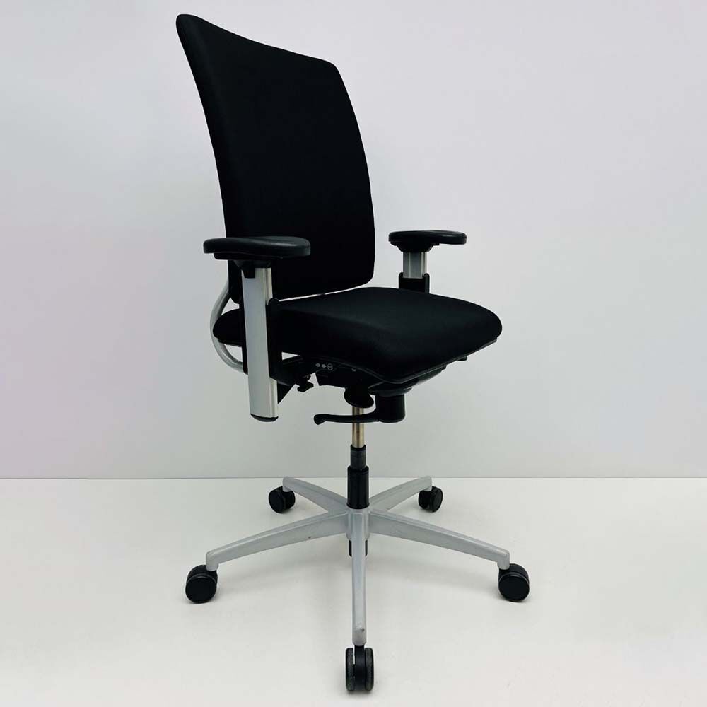 DAUPHIN EXTENDER Bureaustoel refurbished - Zwart (nieuwe stof) / Grijs Voetkr mt wielen