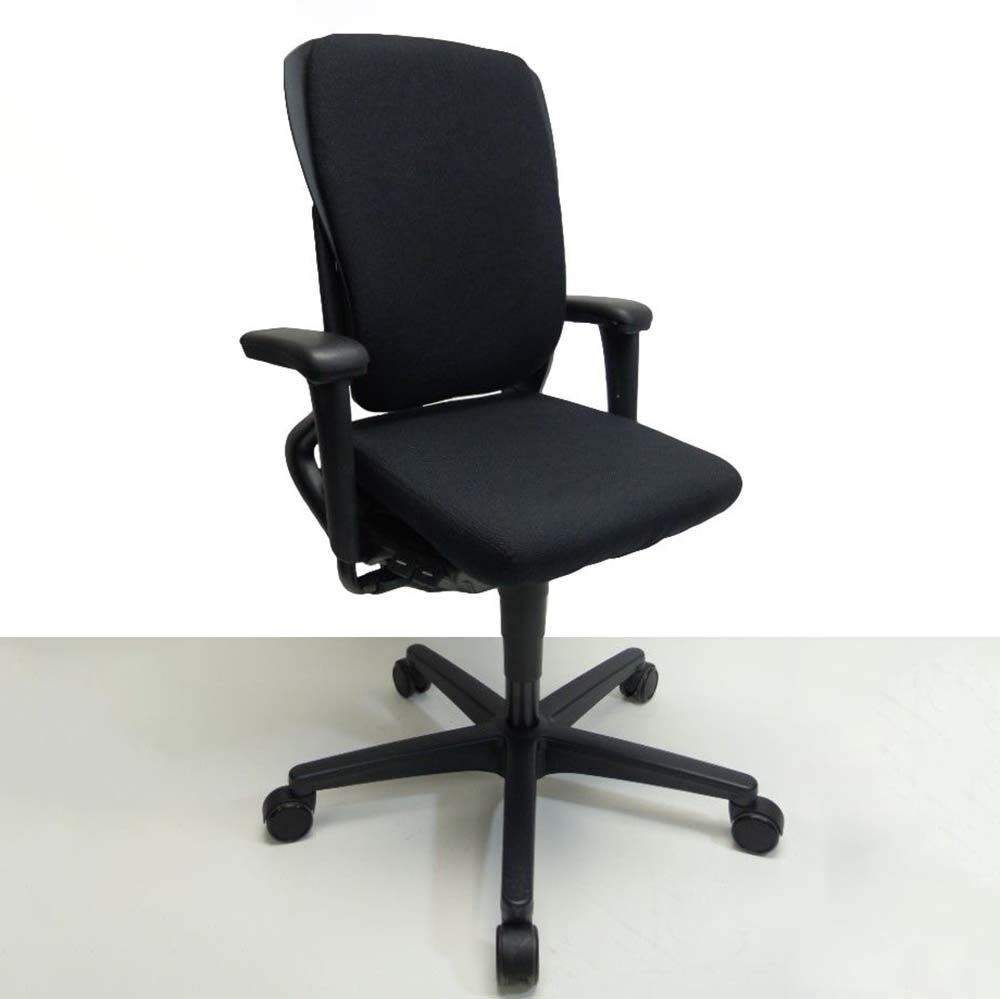 AHREND 230 Extra hoge rug Bureaustoel refurbished - Zwart (nieuwe stof) / Zwart Voetkr mt wielen