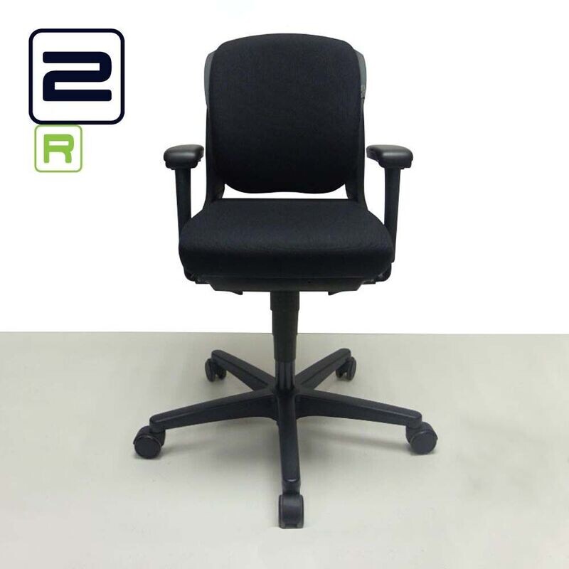 AHREND 230 middelhoge rug Bureaustoel refurbished - Zwart (nieuwe stof) / Zwart Voetkr mt wielen