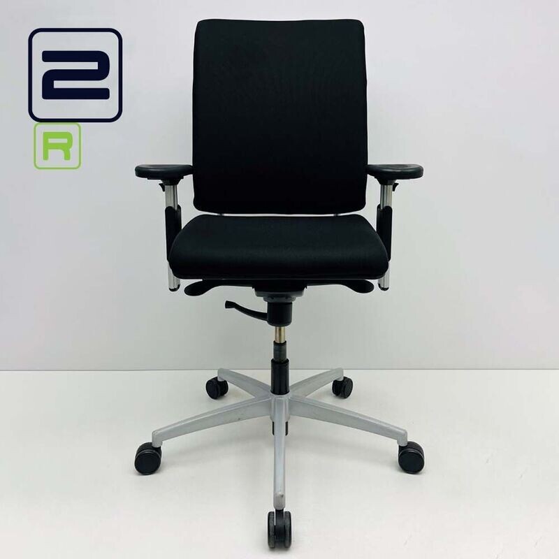 DAUPHIN EXTENDER Bureaustoel refurbished - Zwart (nieuwe stof) / Grijs Voetkr mt wielen