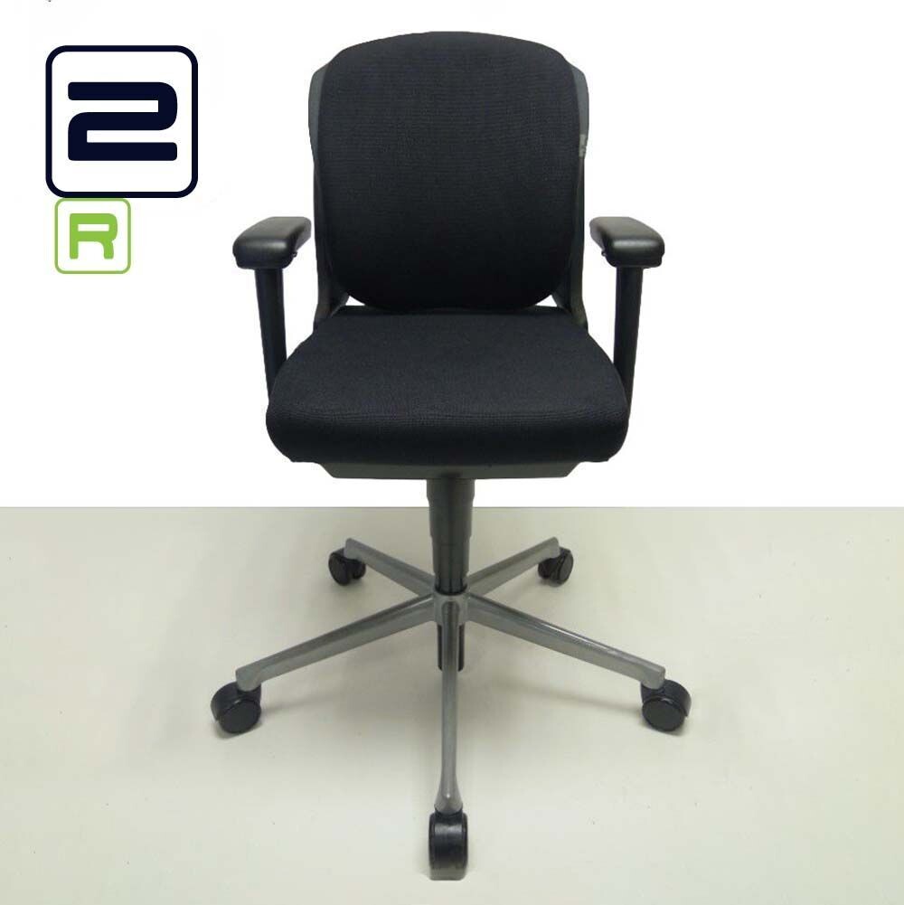 AHREND 230 middelhoge rug Bureaustoel refurbished a - Zwart (nieuwe stof) / Grijs Voetkr mt wielen