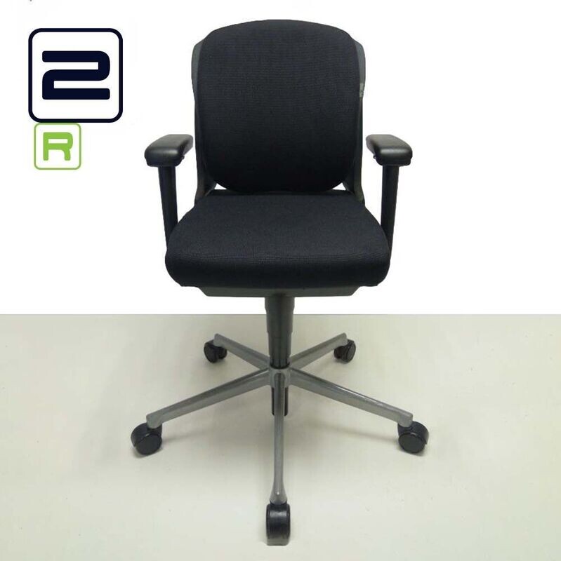 AHREND 230 middelhoge rug Bureaustoel refurbished a - Zwart (nieuwe stof) / Grijs Voetkr mt wielen