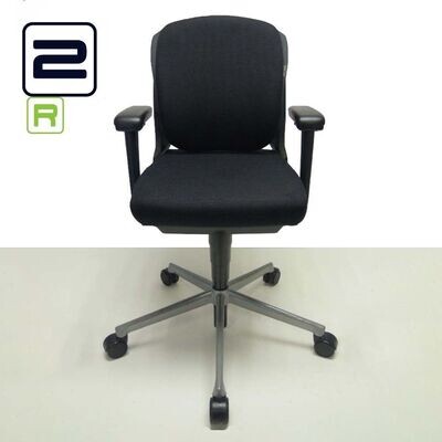 AHREND 230 middelhoge rug Bureaustoel refurbished a - Zwart (nieuwe stof) / Grijs Voetkr mt wielen