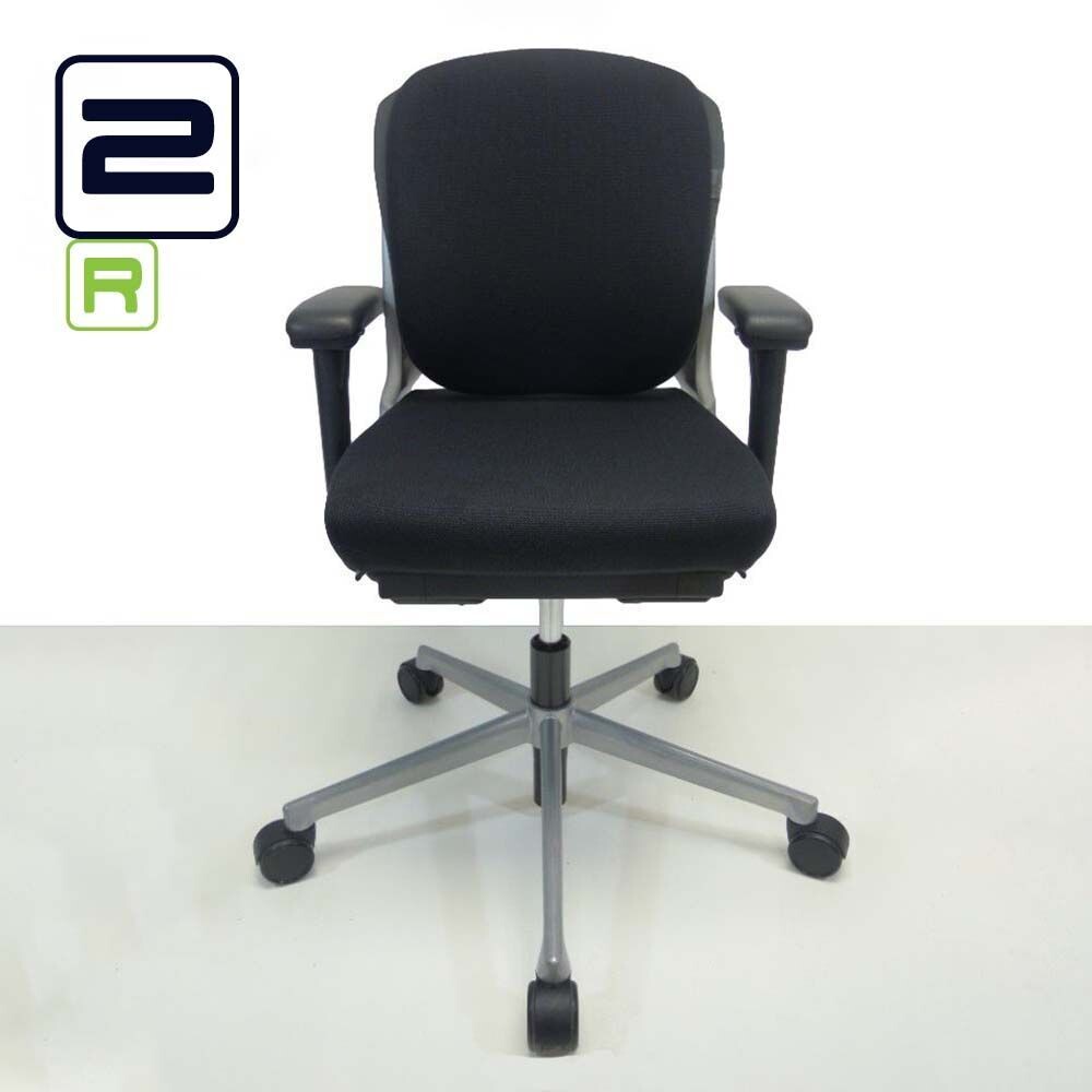 AHREND 230 middelhoge rug Bureaustoel refurbished - Zwart (nieuwe stof) / Grijs Voetkr mt wielen