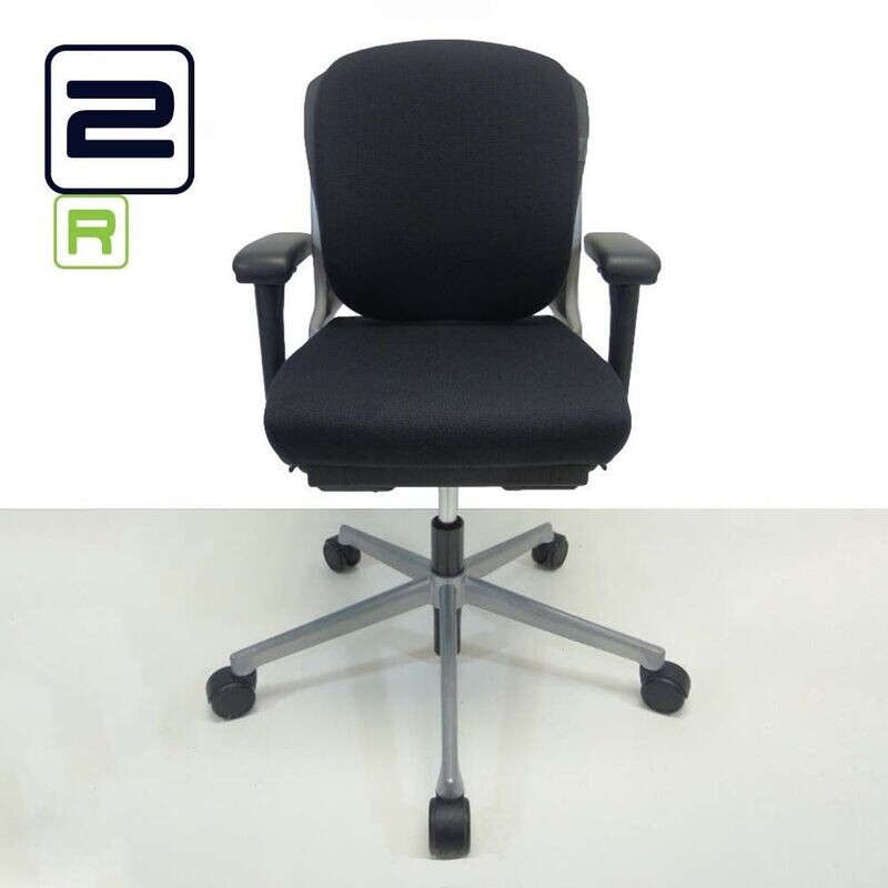 AHREND 230 middelhoge rug Bureaustoel refurbished b - Zwart (nieuwe stof) / Grijs Voetkr mt wielen
