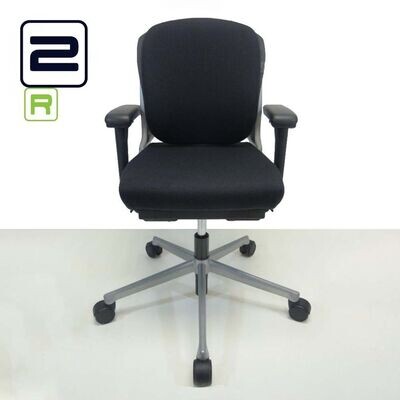 AHREND 230 middelhoge rug Bureaustoel refurbished b - Zwart (nieuwe stof) / Grijs Voetkr mt wielen