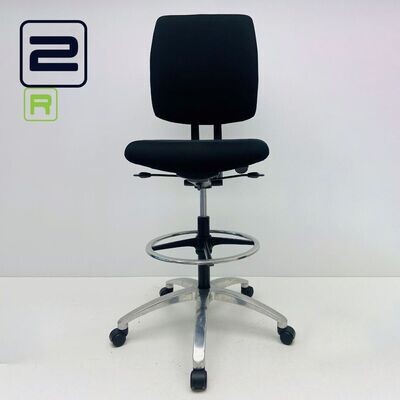 DRABERT ENTRADA Kassastoel refurbished - Zwart (nieuwe stof) / Chrome Voetkr mt wielen