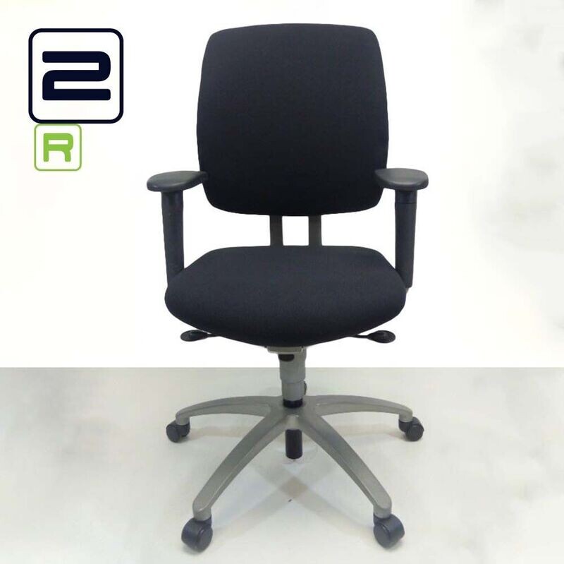 DRABERT ENTRADA Ergonomische Bureaustoel refurbished - Zwart (nieuwe stof) / Grijs Voetkr mt wielen