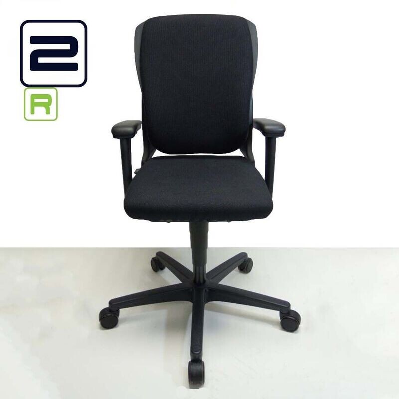 AHREND 230 Extra hoge rug Bureaustoel refurbished - Zwart (nieuwe stof) / Zwart Voetkr mt wielen