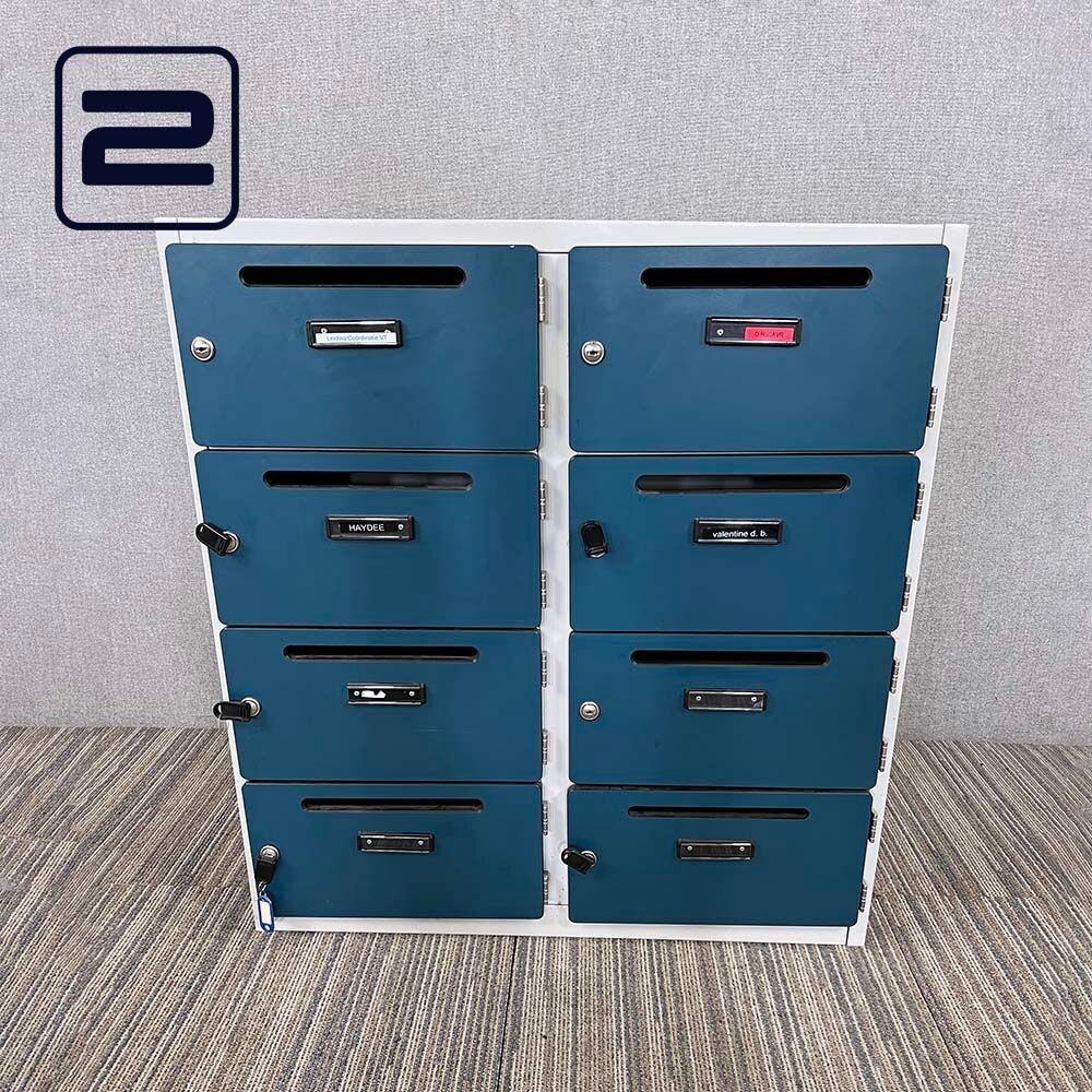 NN Brievenbuslocker 2 Mod Breed 8 deurs H88xB81xD30 - Blauwgroen Volkern / metaal