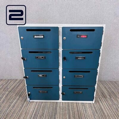 NN Brievenbuslocker 2 Mod Breed 8 deurs H88xB81xD30 - Blauwgroen Volkern / metaal