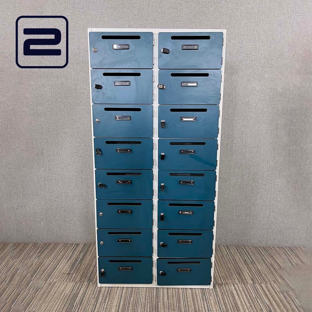 NN Brievenbuslocker 2 Mod Breed 16 deurs H168xB81xD30 - Blauwgroen Volkern / metaal