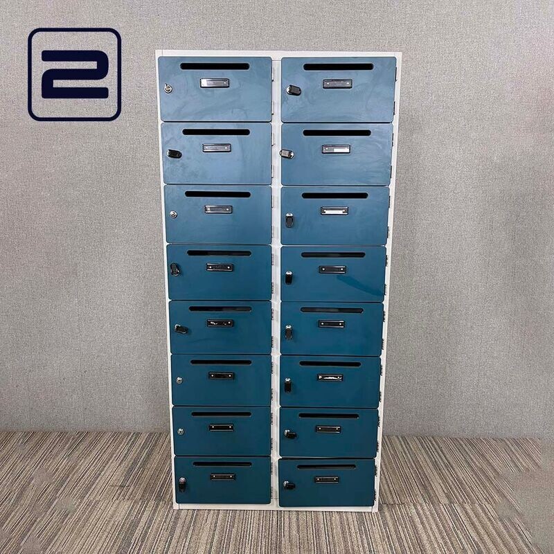 NN Brievenbuslocker 2 Mod Breed 16 deurs H168xB81xD30 - Blauwgroen Volkern / metaal
