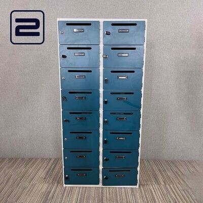 NN Brievenbuslocker 2 Mod Breed 16 deurs H168xB81xD30 - Blauwgroen Volkern / metaal