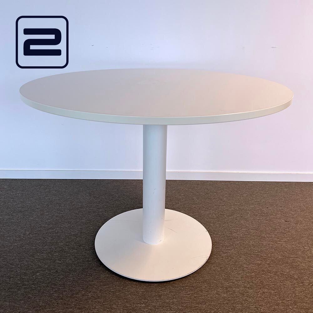 PAMI Kantinetafel Rond B100xD100xH75 - Wit Melamine / Wit Metaal