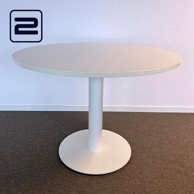 PAMI Kantinetafel Rond B100xD100xH75 - Wit Melamine / Wit Metaal