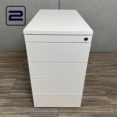 STEELCASE (nieuw) Ladeblok Hoog 4 schuifladen, 1 pennelade en sleutel H72xB42xD80 - Wit Metaal / Pootjes