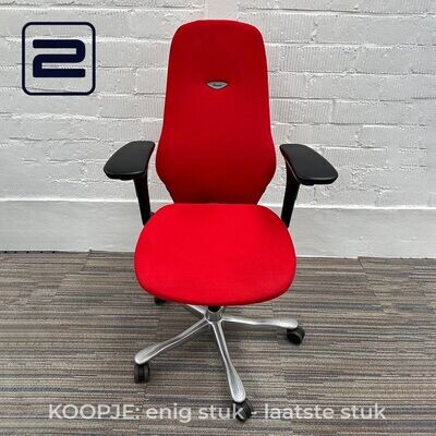 KINNARPS KOOPJE: Plus 6 Bureaustoel - Rood Textiel / Chrome Voetkr mt wielen