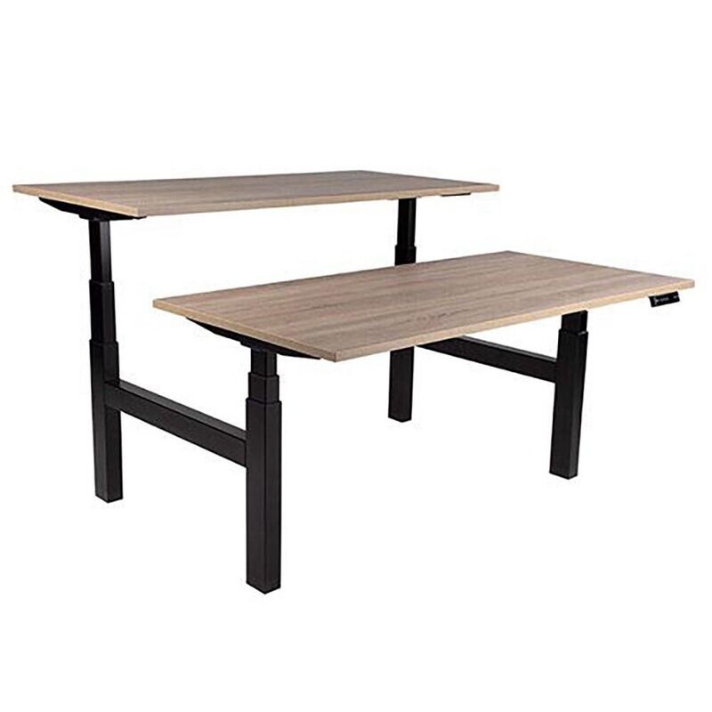 Zit-Sta Bureau dubbel ERGONICE DUO RISE (elektrisch verstelbaar tot 80kg) inclusief bladen H65-130cm