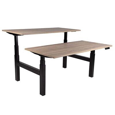 Zit-Sta Bureau dubbel ERGONICE DUO RISE (elektrisch verstelbaar tot 80kg) inclusief bladen H65-130cm
