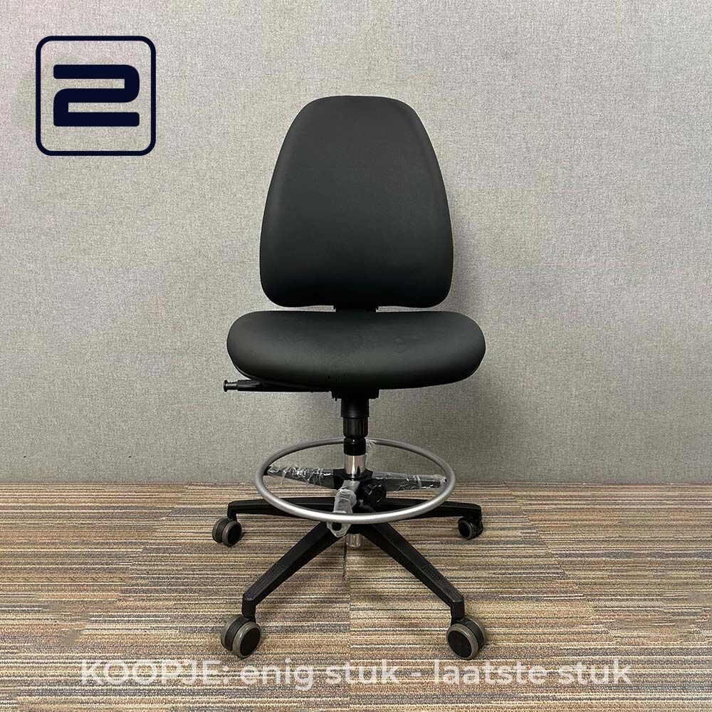 DAUPHIN KOOPJE: Shape Receptiestoel - Zwart Stof / Zwart Voetkr mt wielen