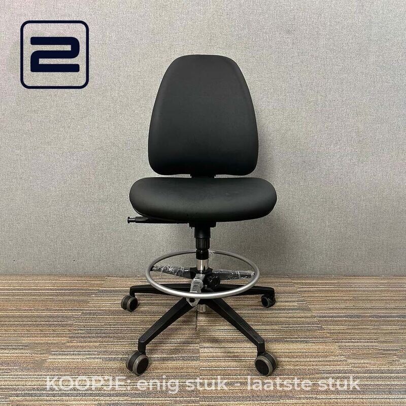 DAUPHIN KOOPJE: Shape Receptiestoel - Zwart Stof / Zwart Voetkr mt wielen