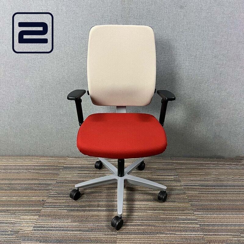 SEDUS Early bird Bureaustoel - Rood / beige Stof / Alu Voetkr mt wielen