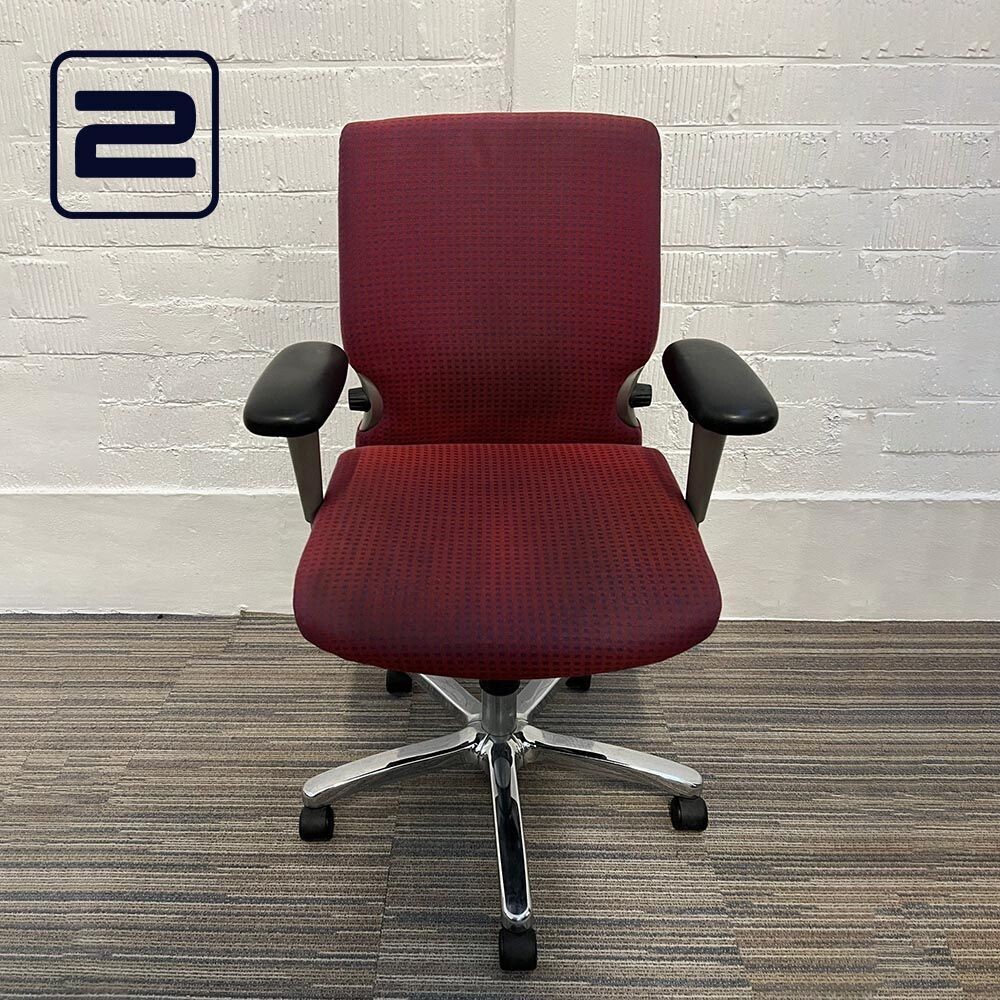 HAWORTH KOOPJE: COMFORTO 77 Bureaustoel - Rood / blauw Stof / Chrome Voetkr mt wielen