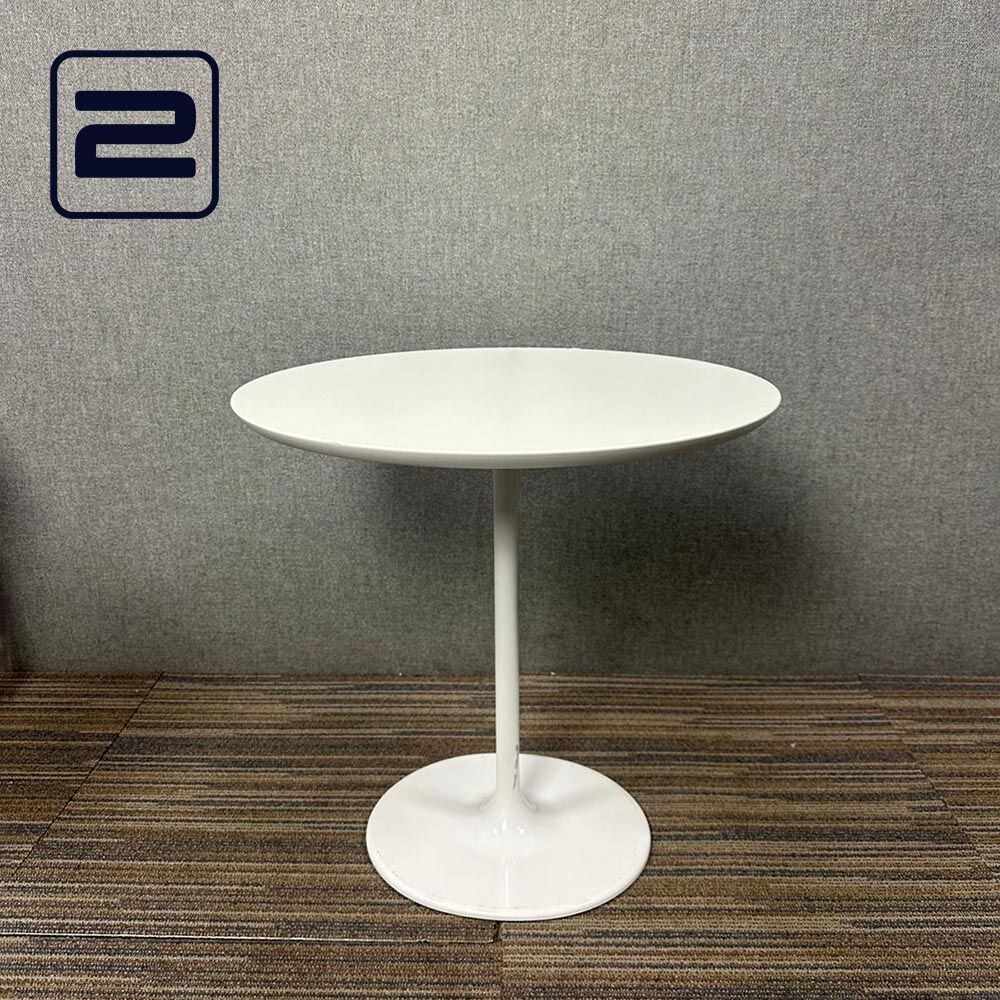 ARPER DIZZIE Bijzettafel B51xD47xH50 - Wit MDF embossed / Wit Voetplaat