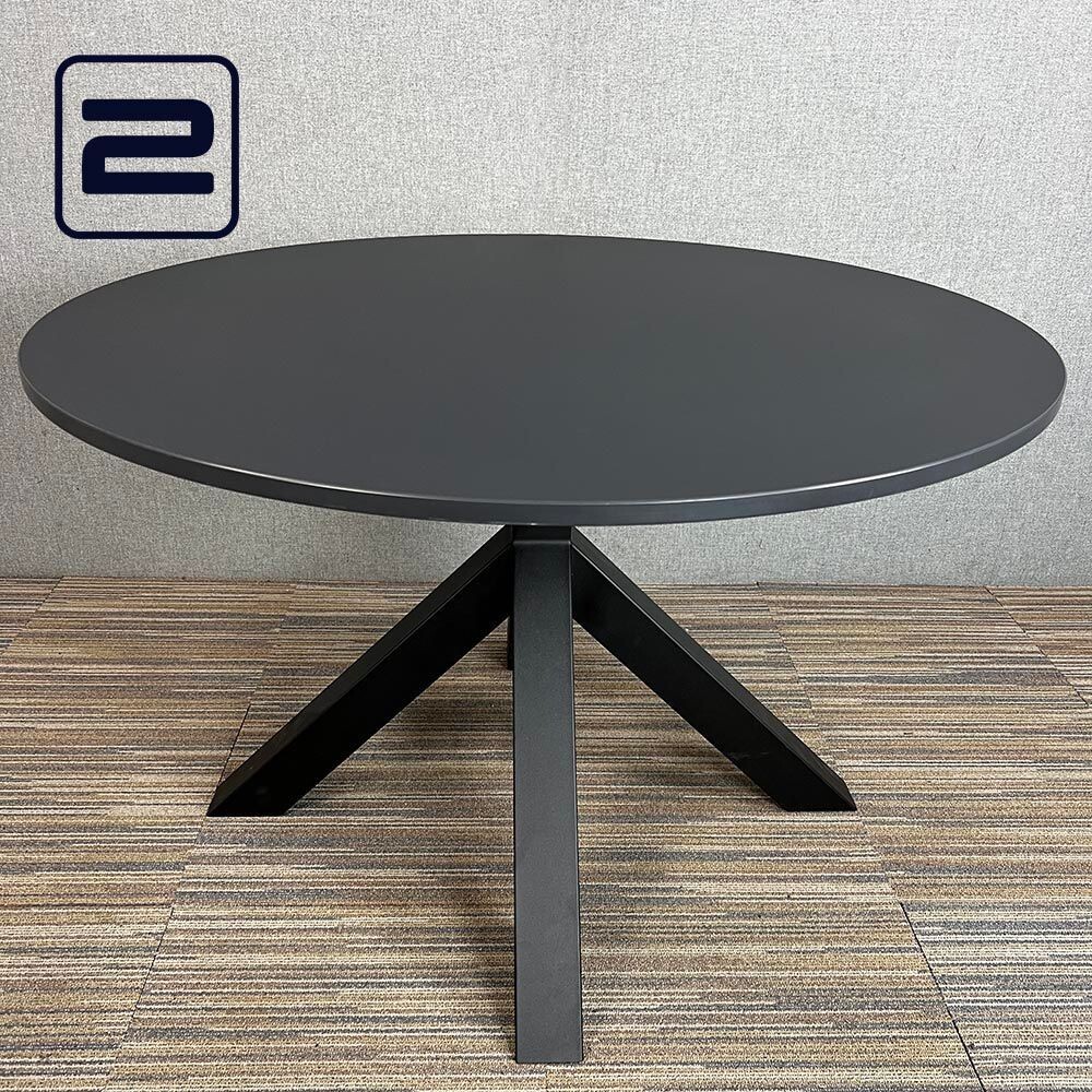 GISPEN Dukdalf Kolom Vergadertafel B120xD120xH75 - Zwart Melamine / Zwart metaal