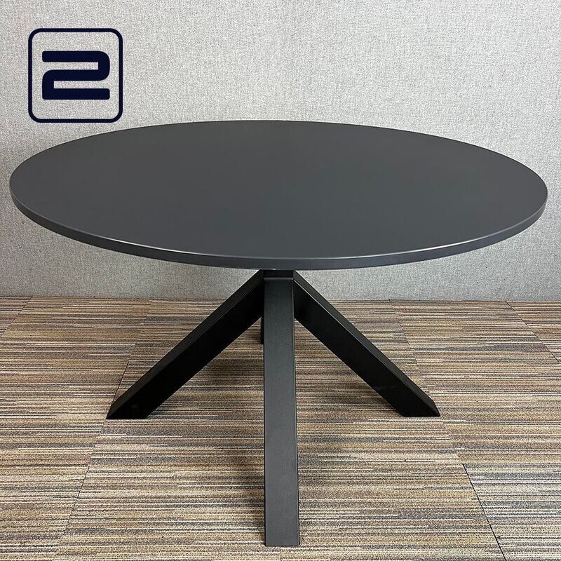 GISPEN Dukdalf Kolom Vergadertafel B120xD120xH75 - Zwart Melamine / Zwart metaal