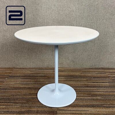 ARPER DIZZIE Bijzettafel B51xD47xH50 - Wit / blauw MDF embossed / lichtblauw Voetplaat