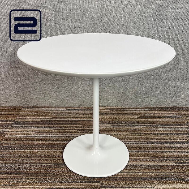 ARPER DIZZIE Bijzettafel B51xD47xH50 - Wit / grijs MDF embossed / Lichtgrijs Voetplaat