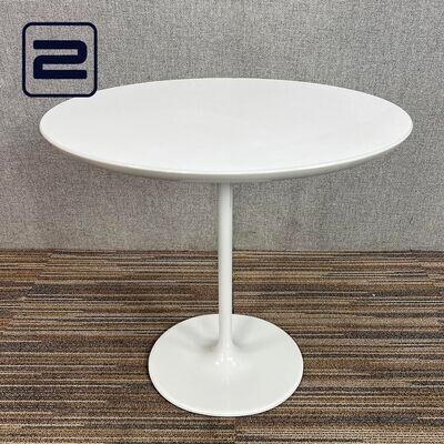 ARPER DIZZIE Bijzettafel B51xD47xH50 - Wit / grijs MDF embossed / Lichtgrijs Voetplaat