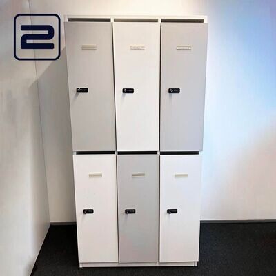 LEHMANN Lockers 3 Mod Breed 6 delig H193xB100xD56 - Wit / Lichtbruin Melamine