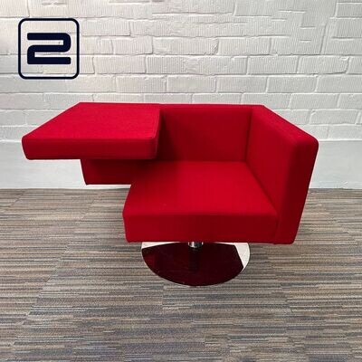 OFFECCT Solitaire Armchair - Rood Vilt / Chrome Draaipoot