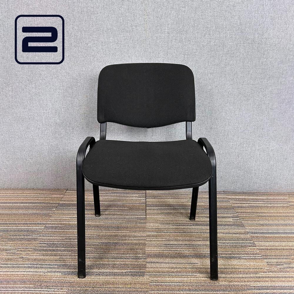 NN Bezoekersstoel Stapelbaar - Zwart Textiel / Zwart Metaal Vierpoot