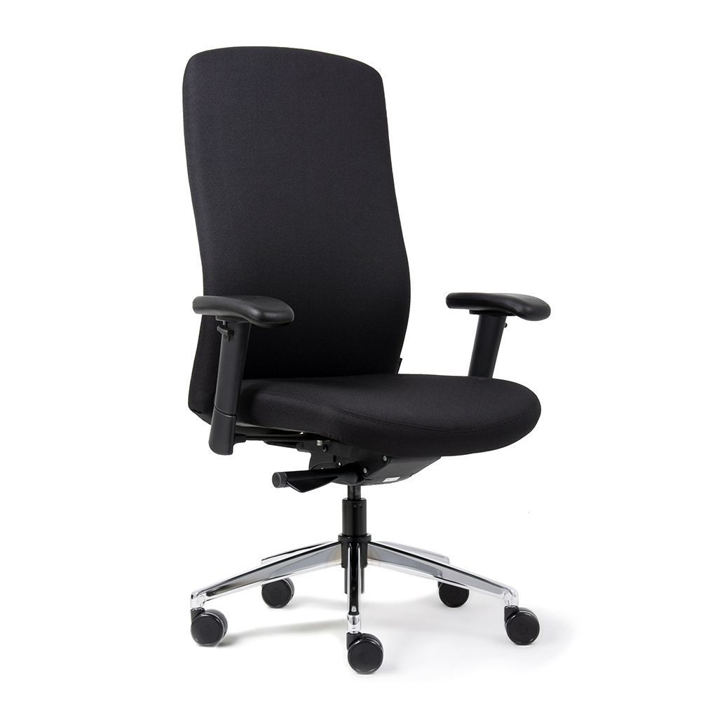 Bureaustoel HD geschikt t.e.m 150kg - Zwart Textiel / Stalen Voetkr, Kleur Zitting en Rugleuning: C-GA007 Zwart (uit voorraad leverbaar)