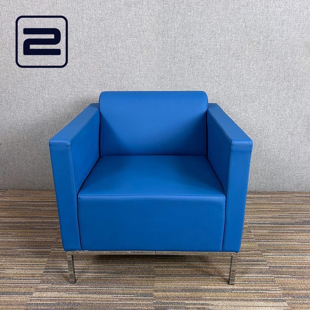 CAPDELL Armchair - Blauw Leder / Chrome